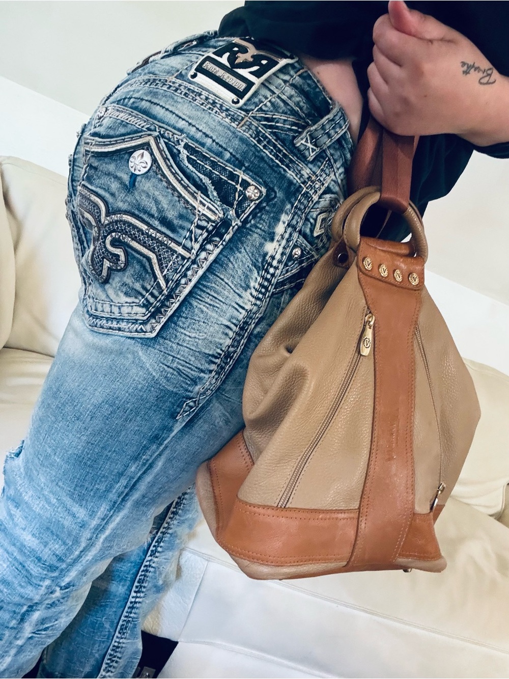 VALENTINA GENUINE ITALIAN LEATHER BUCKET BAG